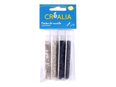 4 tubes de perles de rocaille tons noirs et argentés - Créalia