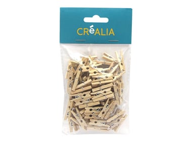 100 pinces à linge 2,5 cm - bois - Créalia