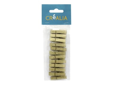 12 pinces à linge 3,5 cm - doré - Créalia