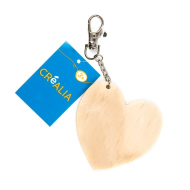 Porte clé cœur bois naturel - Créalia