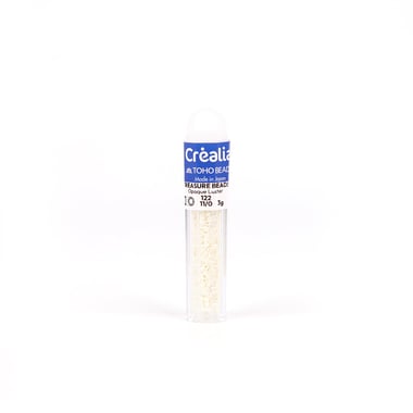 Perles Toho 11/0 - Tube de 3 g - Color 122 Opaque Luster blanc - Créalia