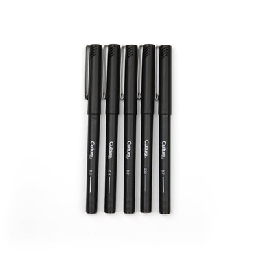 5 Stylo-feutres Cultura - Noir - Pointe calibrée