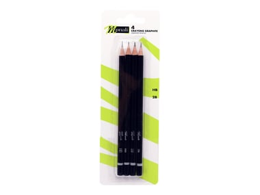 Lot de 4 crayons graphites - Mines HB et 2B - Monali