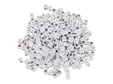 Perles Alphabet Carré Blanc/Argentées - Créalia