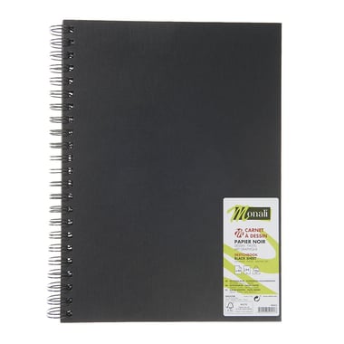 Carnet à dessin A4 - 40 feuilles noires - 190g - Monali