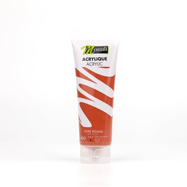 Tube de 120 ml de peinture acrylique Monali - Ocre Rouge