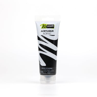 Tube de 120 ml de peinture acrylique Monali - Noir Ivoire