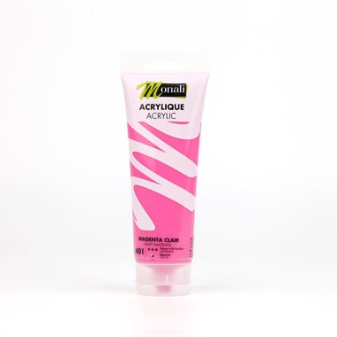 Tube de 120 ml de peinture acrylique Monali - Magenta Clair