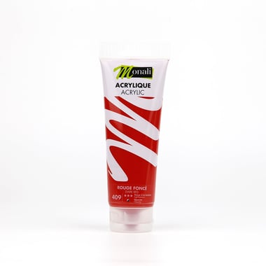 Tube de 120 ml de peinture acrylique Monali - Rouge Foncé