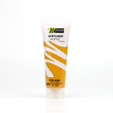 Tube de 120 ml de peinture acrylique Monali - Ocre Jaune