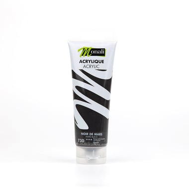 Tube de 120 ml de peinture acrylique Monali - Noir de Mars