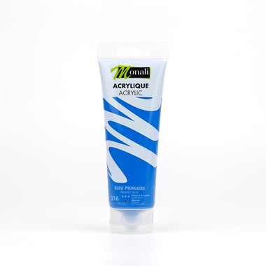 Tube de 120 ml de peinture acrylique Monali - Bleu Primaire