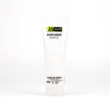 Tube de 120 ml de peinture acrylique Monali - Blanc de Titane