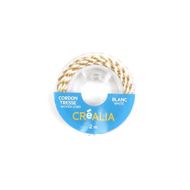 Cordon tressé 2m - blanc, beige, doré - Créalia