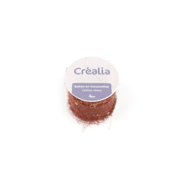 Ruban mousseline de soie - Terracotta, poudre or - 4 m - Créalia