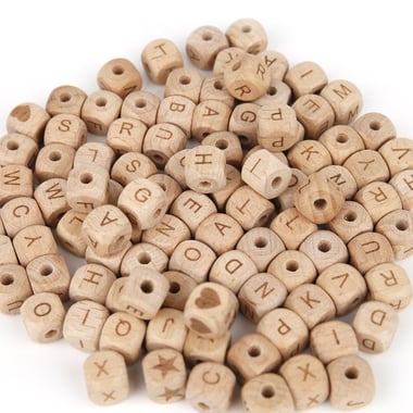 Perles carre alphabet en bois x 100 - Créalia