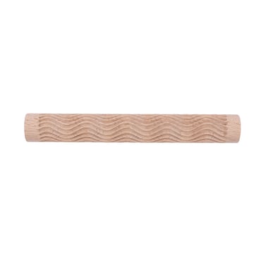 Rouleau de modelage en bois - Motifs vagues - 15 cm - Créalia