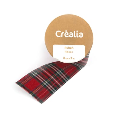 Ruban motif Tartan - 8cm x 3m - Créalia