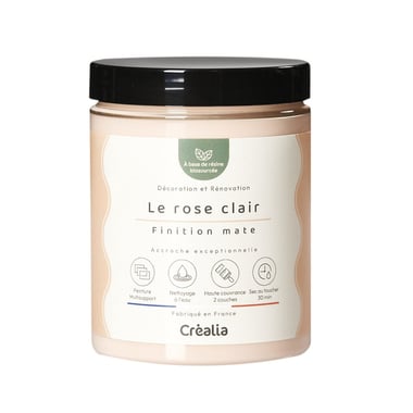 Peinture biosourcée multisupport 300ml - Rose clair - Finition mate - Créalia