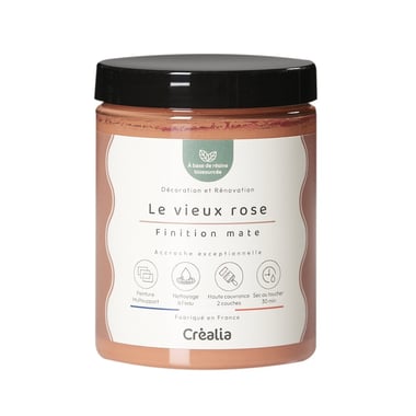 Peinture biosourcée multisupport 300ml - Vieux rose - Finition mate - Créalia