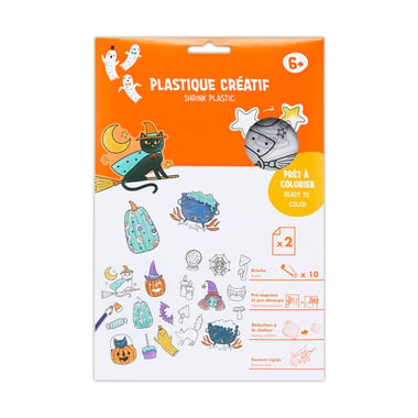 Set de 2 planches de plastique créatif + 10 broches Halloween - Créalia