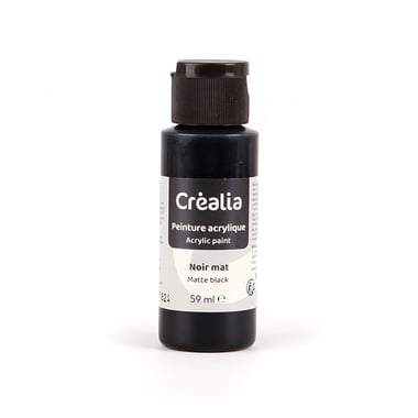Flacon de peinture acrylique Créalia - 59 ml - Noir mat