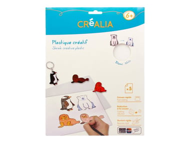 Set de 5 feuilles de plastique créatif blanc - Créalia