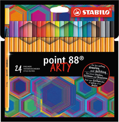 24 stylos-feutres STABILO point 88- pointe fine - ARTY