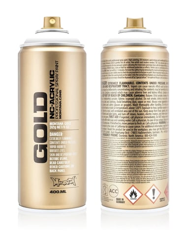 Bombe 400 ml de peinture acrylique Montana GOLD - Shock White Pure S9120 - Fine - Opaque