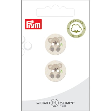 Bouton en coton 2 trous x 2 - Crème koala - 18 mm