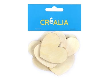 10 cœurs en bois 5 cm - couleur naturelle - Créalia