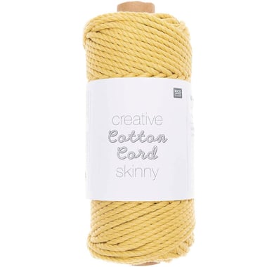 Pelote de fil macramé 100% coton - Rico Design - Creative Cotton Skinny - Jaune 002