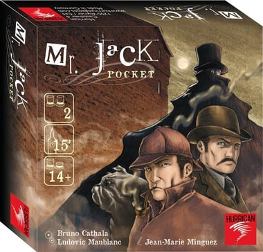 Boîte du jeu Mr Jack Pocket, illustrée de deux enquêteurs