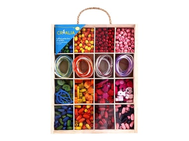 Coffret perles en bois, breloques et liens - Créalia