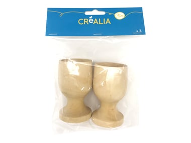 Set de 2 coquetiers bois naturel - Créalia