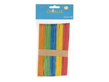 Set de 50 bâtonnets larges bois teinté - Créalia