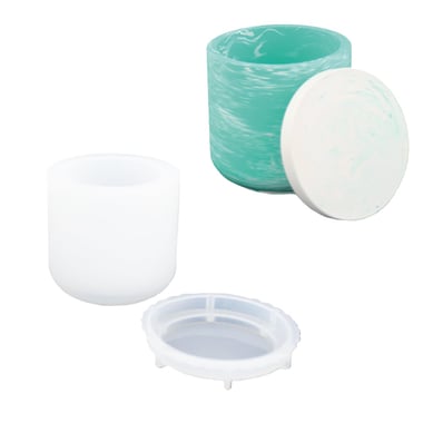 Moule en silicone - Pot lisse et couvercle - Jesmonite
