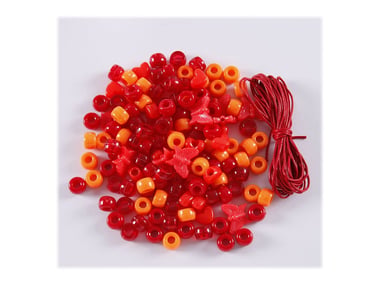 Sachet de perles rouges en plastique avec cordon - Créalia