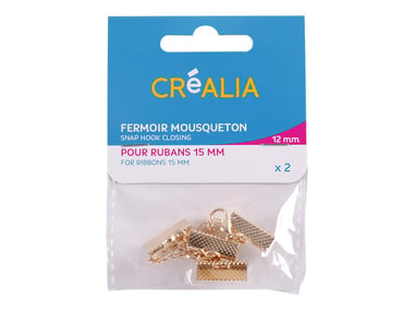 2 fermoirs mousqueton de 12 mm  - Or - Créalia