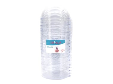 10 boules en plastique 10cm transparent à assembler - Créalia