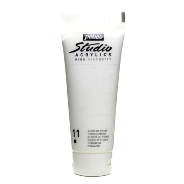 Tube 100 ml de peinture Studio Acrylics High Viscosity Pébéo - Blanc de Titane - Fine - Opaque