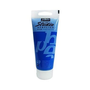 Tube 100 ml de peinture Studio Acrylics High Viscosity Pébéo - Cyan primaire - Fine - Opaque