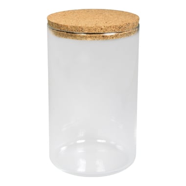 Bocal en verre - couvercle liège - 9,5x16 cm 