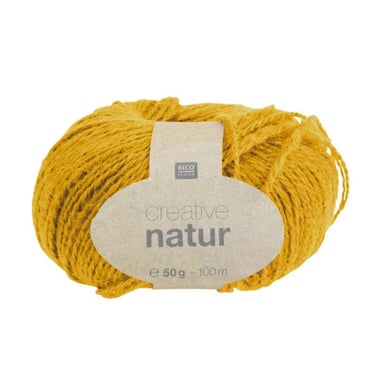 Pelote de fil à tricoter 100% chanvre - Rico Design - Creative natur - Moutarde