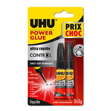 Lot 2 colles extra-fortes UHU - Liquide - Transparent - Power Glue