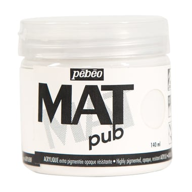 Acrylique Mat Pub Pébéo 140 ml - blanc permanent 