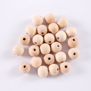 Sachet de perles rondes en bois naturel - Créalia