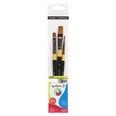 Pochette 3 pinceaux System - manches courts - Daler Rowney