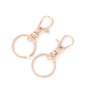 2 porte-clés anneaux carabinier dorés Créalia
