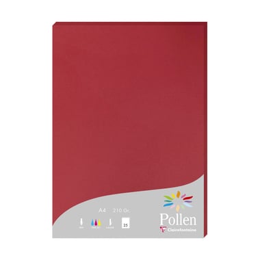 1 étui de 25 feuilles Pollen 210x297 mm 210g - Rouge groseille